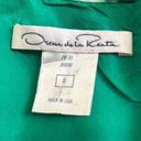 Oscar de la Renta  Silk White Green Abstract Fit Flare Dress SZ 8 Photo 6