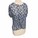 Generation Love  Snakeskin Print Linen Short Sleeve T-Shirt Tee Top Blue Small Photo 5