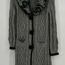 BCBGMAXAZRIA  Cardigan Wool Mohair Blend Sweater Ruffled Collar Gray Black Medium Photo 0