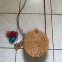 HANDCRAFTED IN VIETNAM WOVEN RATTAN GENUINE LEATHER CIRCLE PATTERN CROSSBODY BAG Photo 3