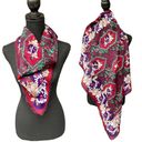 Oscar de la Renta Vintage  Burgundy Floral Wool Scarf Photo 6