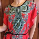 Coral Turquoise & Black Belted Tunic Dress Size M Photo 3