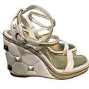 Valentino Garavani  Womens Roman Stud Wedge Espadrilles Size 39.5 Cream/Gold Photo 0