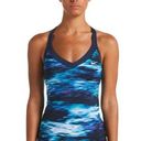 Nike  Women's Blue Blur Abstract V-neck Tankini Top Sz M Photo 0