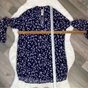 In Bloom Floral Bell Sleeve Tunic Shirt Dress Blue White Small Photo 12