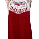 The Moon  & Sky Embroidered boho sleeveless keyhole back tank burgundy size small Photo 0