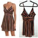 BCBGeneration  Multicolored Striped Spaghetti Strap Dress V Neck New Size 4 Photo 1