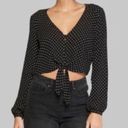 Wild Fable  polka dot button up tie front crop top Photo 1