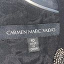 Carmen Marc Valvo  Silk Beaded Sleeveless Blouse Bib Black Size 10 Photo 5