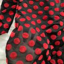 ZARA  Trafaluc red dots black sheer open front boho long sleeve blouse, size S Photo 10