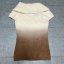 Bebe  Angora Blend Cap Sleeve Cowl Neck Cream Brown Two Tone Ombre Sweater S Photo 4