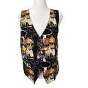 Nicole Miller Vintage  Printed Vest Cowboy Rodeo Western Silk Black Size Large Photo 1