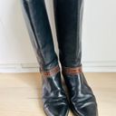 Bandolino Vintage 80s Leather Riding Boots Size 7 Low Heel Black/Brown Soft Girl Aesthetic Photo 2