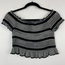 Sky And Sparrow  Crop Top Black & White Smocked Cropped B&W Stretchy Small S Photo 0