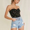 Forever 21  Black Floral Knit Tube Bodysuit Top Photo 1