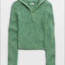 Aerie Cropped Green Polo Sweater Photo 0