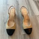 Tuckernuck  French Sole 8.5 Baton Leather Black Nude Cap Toe Ballet Heels Photo 3