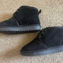 Faux Fur Suede Hightop Ankle Rise Boots Black Size 6.5 Photo 0