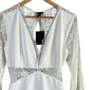 NBD NWT  x Revolve White Lace Long Sleeve Open Back Mini Dress, Size Large Photo 2