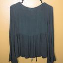 Socialite  Green Bell Sleeve Boho Top, XS Photo 1