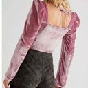 Free People  Bridgette Pink Velvet Corset Puff Sleeve Crop Top Size Small Photo 1