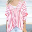 Wooden Ships  Beachcomber Top Cotton Pink White Pullover Open Knit XS Sweater Photo 1