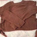 Moon & Madison Brown Knit Lace Up Sides Sweater Photo 2