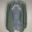 Loft  Long Sweater Cardigan Button Front Green size Small Front Pockets V neck Photo 6