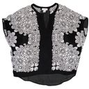 Carmen Marc Valvo Black & White Floral Blouse Photo 2