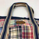 Tommy Hilfiger  Vintage Blue Canvas Denim Plaid Tote Bag Photo 11