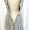 Monique Lhuillier  Bridesmaid Womens 12 Tulle Petra Pleated Sleeveless Gray Maxi Photo 6