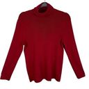 Chico's  Red Cotton Blend Turtleneck Long Sleeve Tight Knit Pullover Sweater Sz M Photo 0