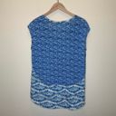 Akemi + Kin Anthropologie blue geometric cap sleeve top boho size med Photo 7