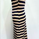 RD Style NEW  Navy & Beige Striped Open Back Cap Sleeve Fitted Maxi Dress Small Photo 6