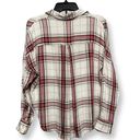 Lou & grey Womens Hi Lo Top Beige Red Plaid Long Sleeve Button Cuff XS Photo 3