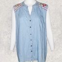 Style & Co  Macys Chambray Floral Embroidered Detail Sleeveless Button Up Top XL Photo 0