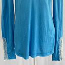 LA Made New  Lace Cuff Henley Long Sleeve Lightweight Knit Top Blue Photo 5