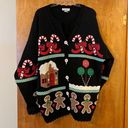 The Loft The Sweater Heavyweight Cardigan Sweater Christmas Candy Cane Buttons 2X Photo 0