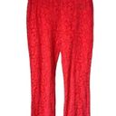 Free People  Red Wild Laces Pull-On Crop Flare Pants Photo 3