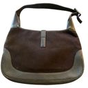 Gucci  Vintage Brown Silver Felt Leather Jackie O Purse Photo 1