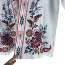 Johnny Was  Sicilia Cropped Linen Kimono Jacket Floral Embroidery Size XS Photo 8