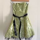 Jessica McClintock vintage green formal embroidered tulle mini dress with belt Photo 1