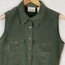 Kathie Lee Collection Vintage  Womens Button Blouse Olive Collared Vest Size M Photo 2