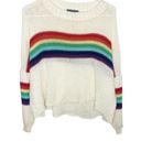 Wooden Ships  lightweight white sweater NWOT rainbow stripes Photo 0