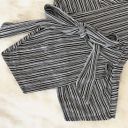 Seven 7 Striped Tie Front Ribbed Short Sleeve Blouse Shirt Top Small Photo 3