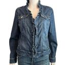 White House | Black Market  Ruffle Blue Jean Jacket Size 12 Photo 0