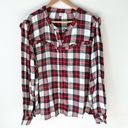 Old Navy  XXL Womens Red Classic Plaid Flannel Button Down Shirt Holiday Photo 0