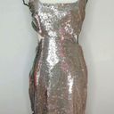 Halston Heritage HALSTON GUILIANA SILVER SEQUIN CUTOUT DRESS Photo 1