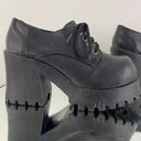Soda Vintage Y2K Black Faux Leather Chunky Platform Lace Up Heeled Oxford Shoes Photo 4