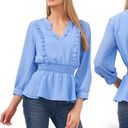 Cynthia Steffe Cece blue ruffled smocked waist blouse xs Photo 0